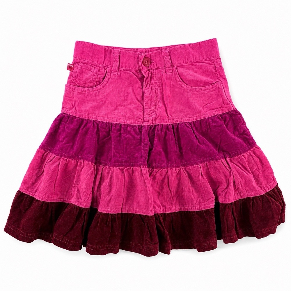 The Children's Place Corduroy Tiered Ruffle Skirt Pink Girls 8 Cowgirl Boho NWT
